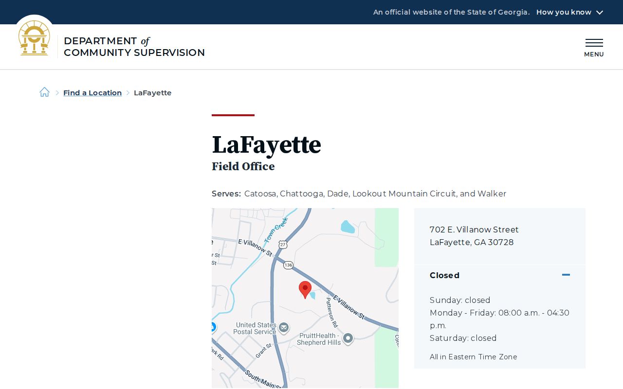 Walker County post-release supervision DCS LaFayette office listing