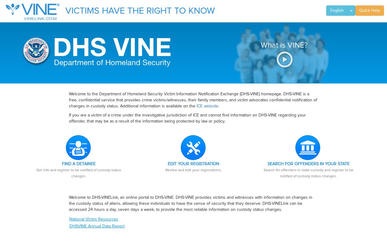 VINELink access for Walker County custody and release notifications