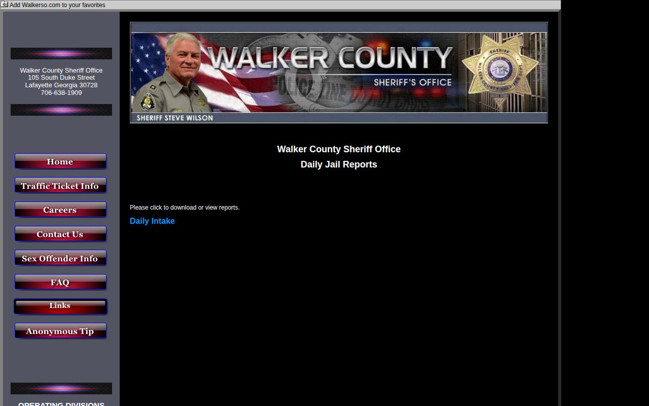 Walker County daily jail reports used for 24-hour booking context