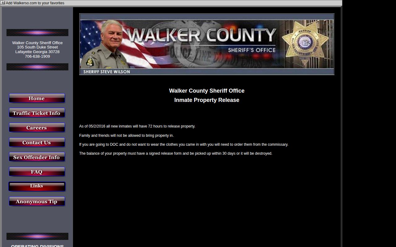 Walker County 72-hour property release rules